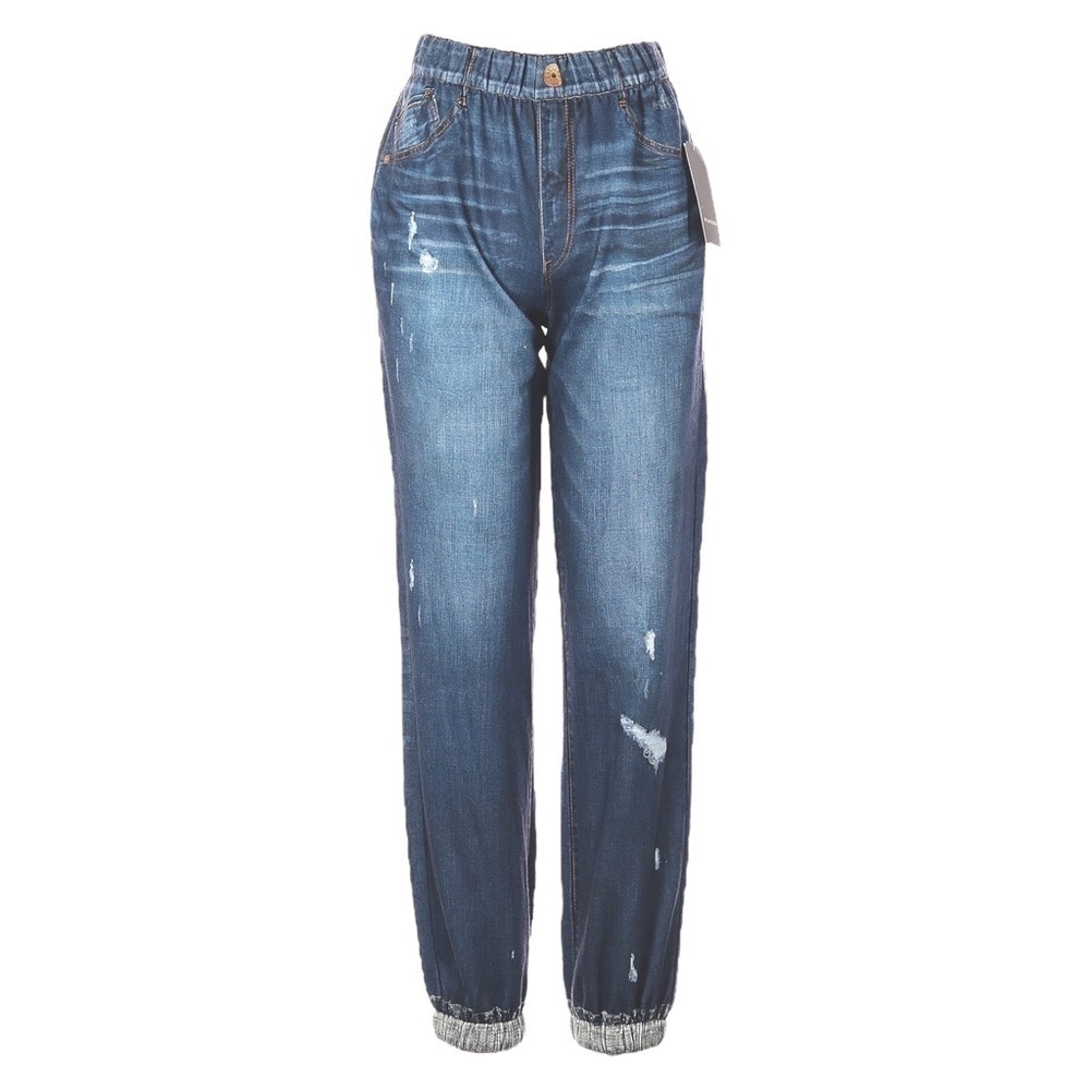 Wit & Wisdom Faux Denim Print French Terry Joggers XS NWT High Rise